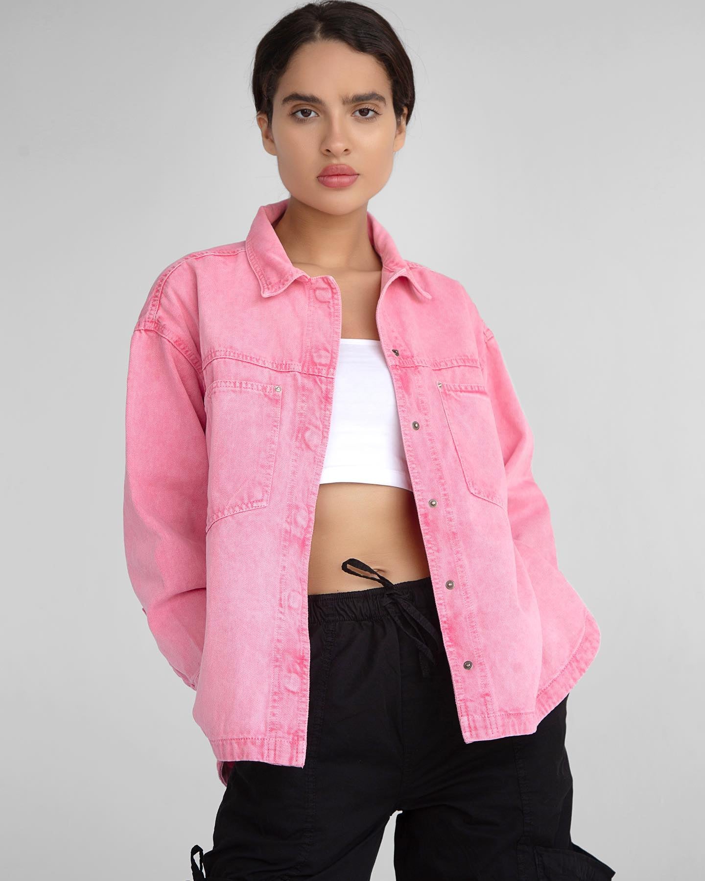 Oversized Hot Pink Denim Overshirt – Lioroucci