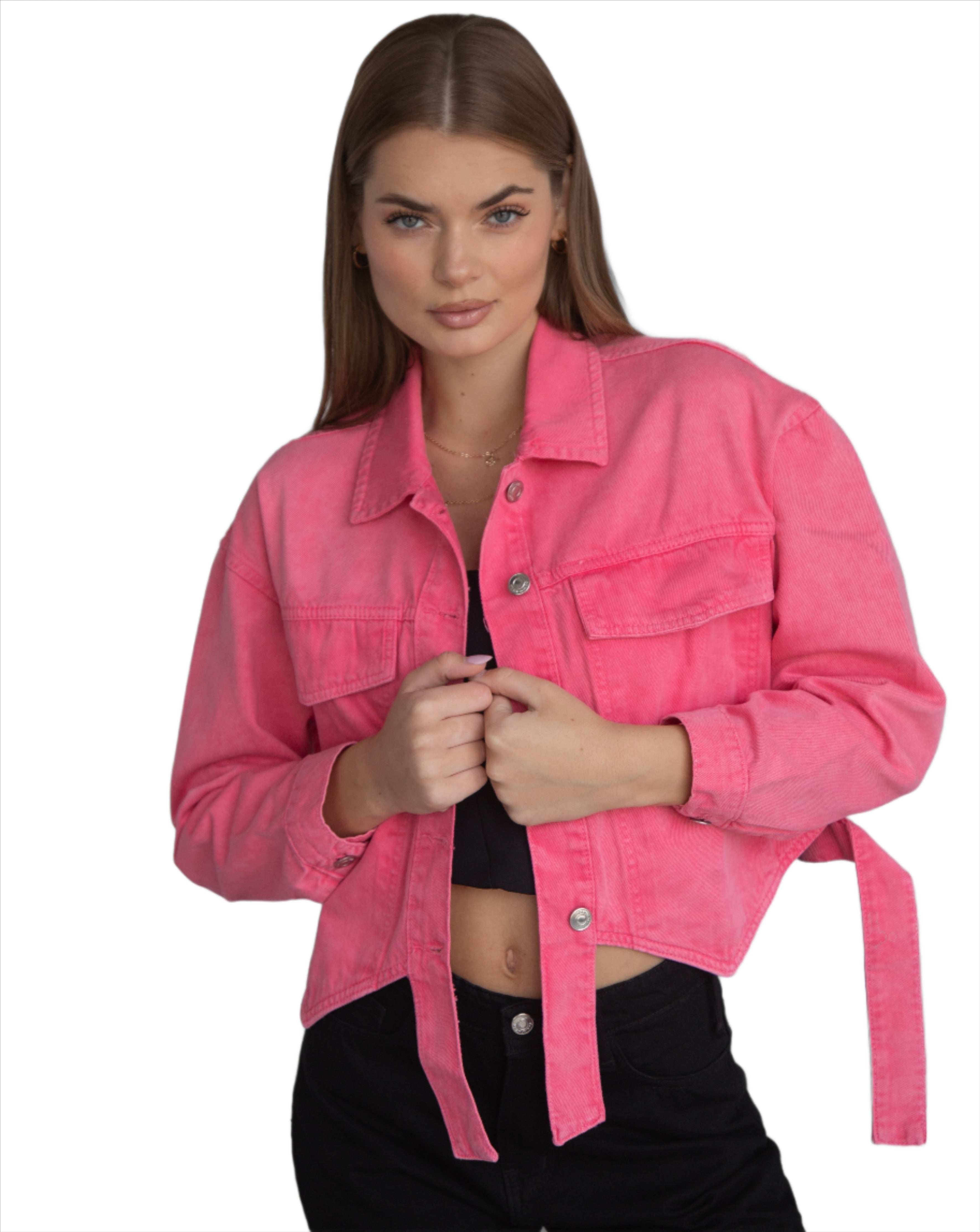 Cropped Hot Pink Denim Jacket – Lioroucci