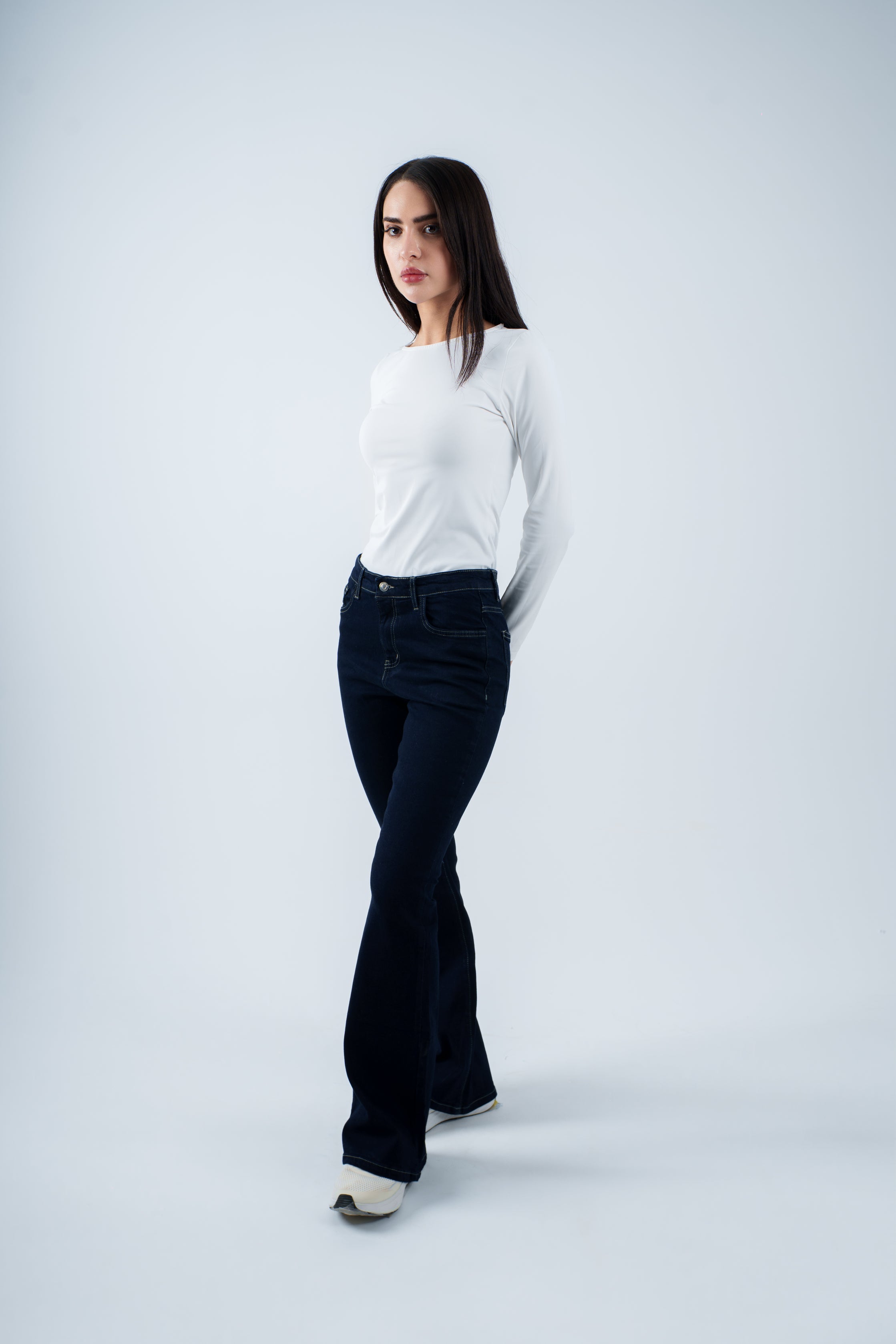 High-Waist Dark Indigo Flare Jeans