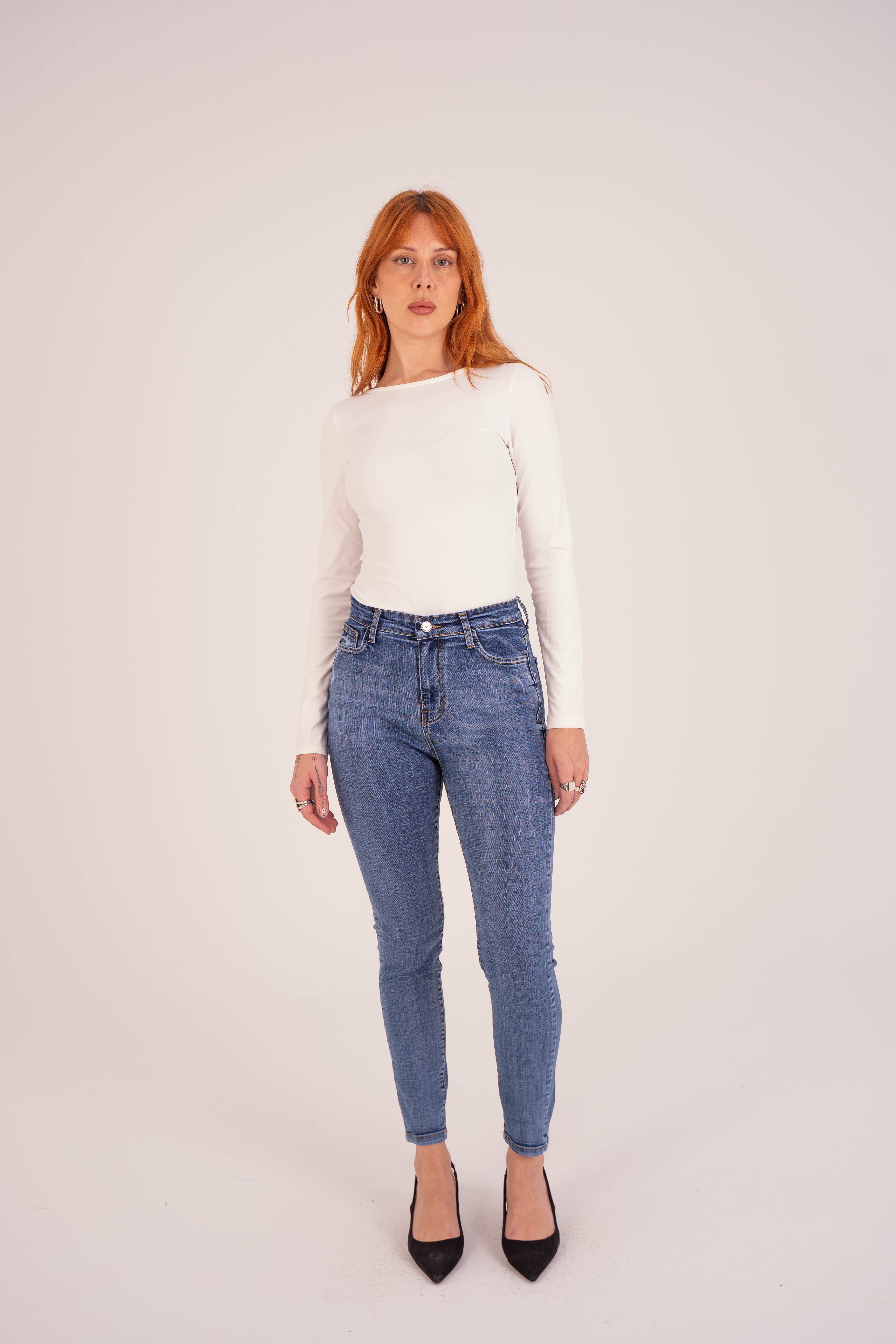 High Waist Super Skinny Medium Blue