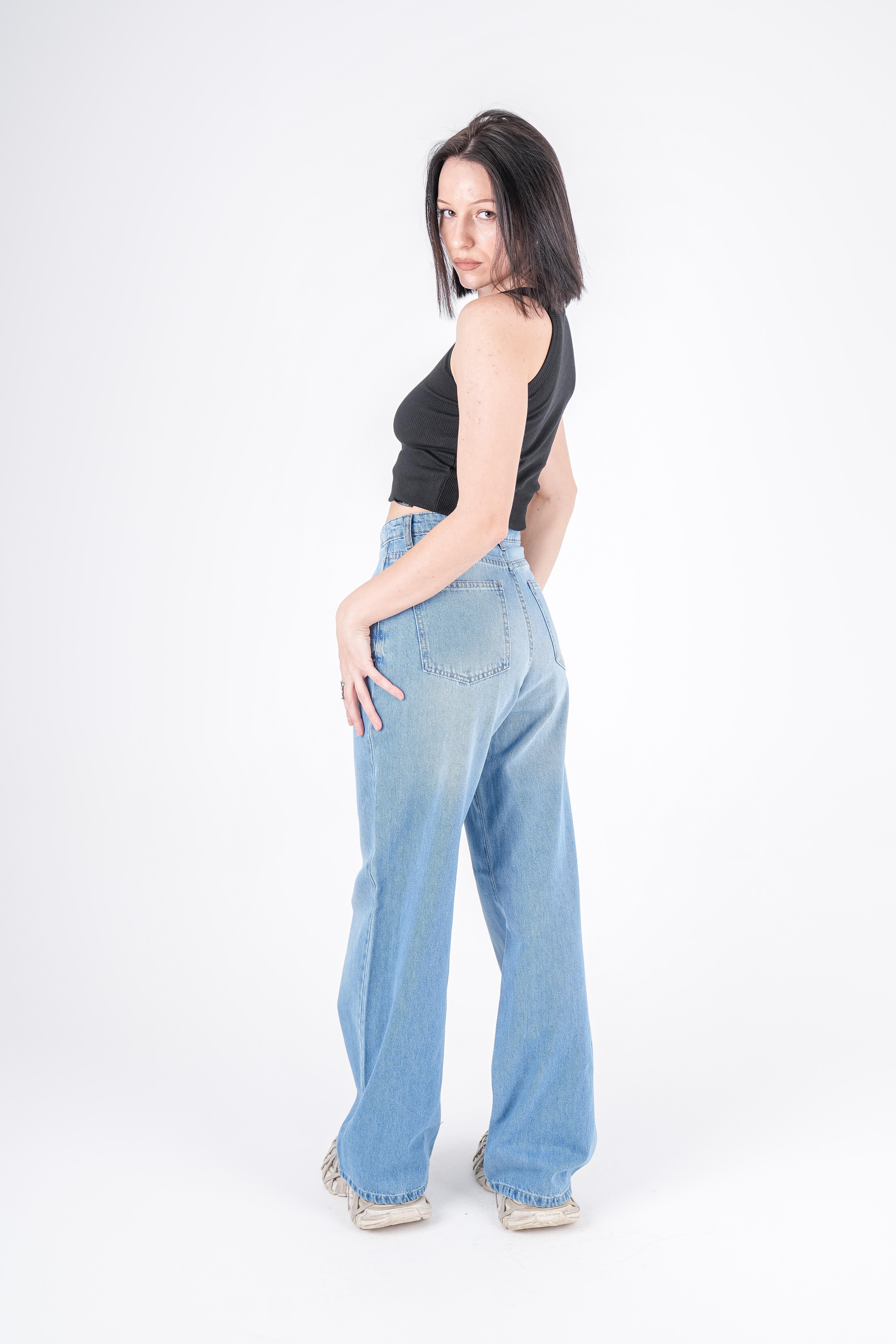 High-Waist Lghit Wash Wide Leg Jeans